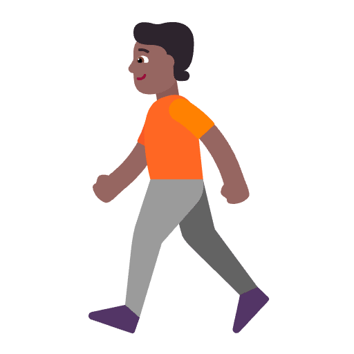 Person Walking Flat Medium Dark Emoji from Fluent Emoji Flat Set