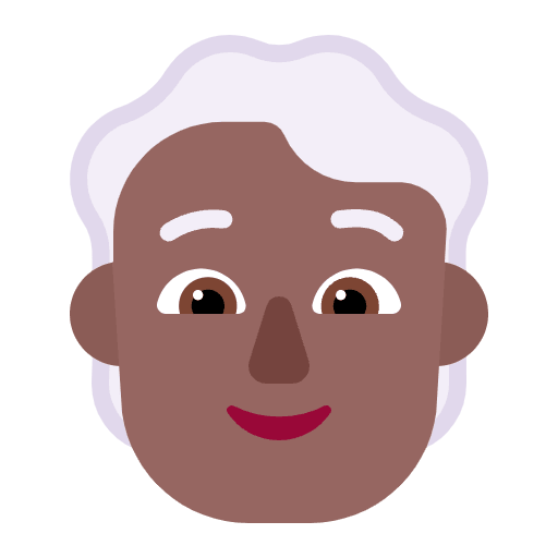 Person White Hair Flat Medium Dark Emoji from Fluent Emoji Flat Set