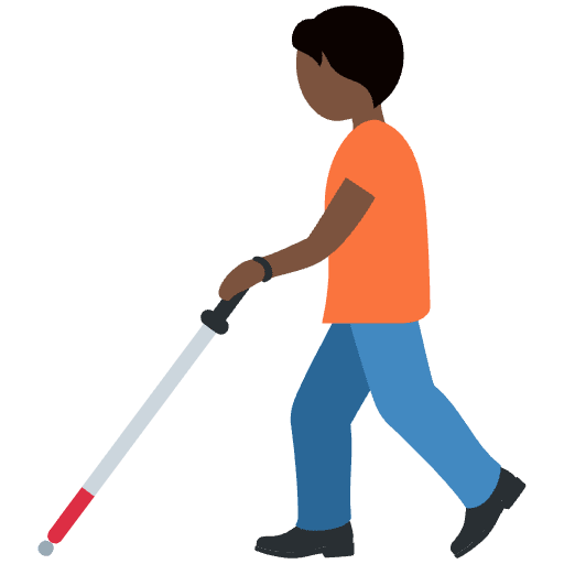 Person With White Cane Dark Skin Tone Emoji from Twemoji Set