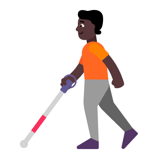 Person With White Cane Flat Dark Emoji from Fluent Emoji Flat Set