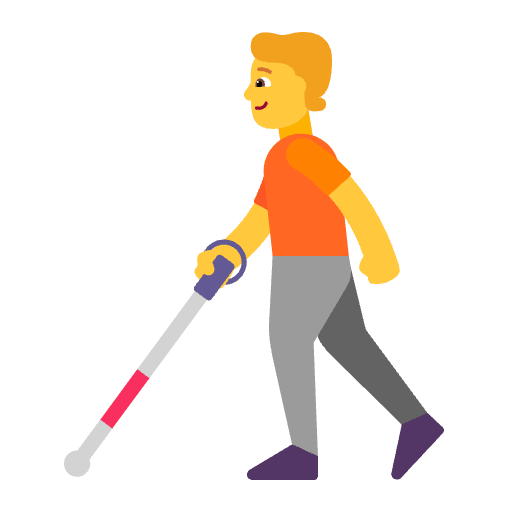 Person With White Cane Flat Default Emoji from Fluent Emoji Flat Set