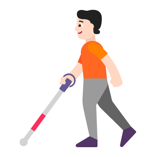 Person With White Cane Flat Light Emoji from Fluent Emoji Flat Set