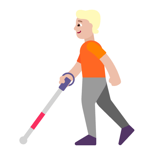 Person With White Cane Flat Medium Light Emoji from Fluent Emoji Flat Set