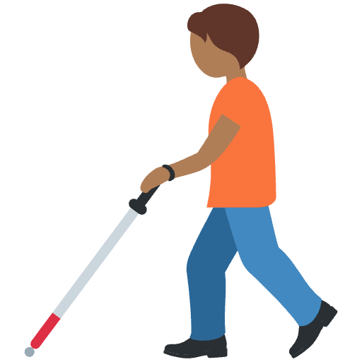 Person With White Cane Medium Dark Skin Tone Element from Twemoji Emoji Set