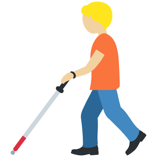 Person With White Cane Medium Light Skin Tone Element from Twemoji Emoji Set