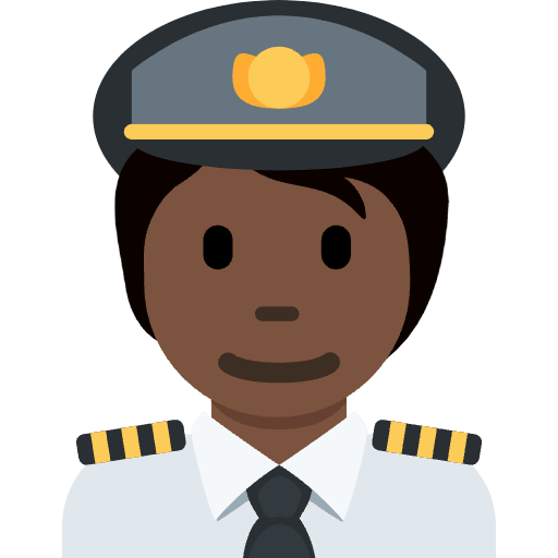 Pilot Dark Skin Tone Emoji from Twemoji Emoji Set
