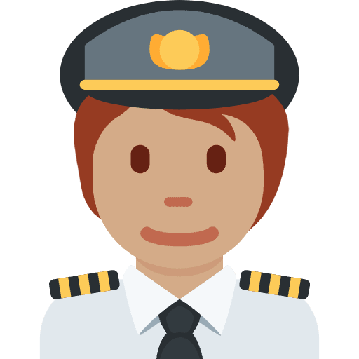 Pilot Medium Skin Tone Emoji from Twemoji Emoji Set