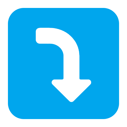 Right Arrow Curving Down Flat Emoji from Fluent Emoji Flat Set