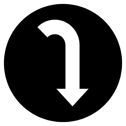Right Arrow Curving Down Emoji from EmojiTwo Black Set