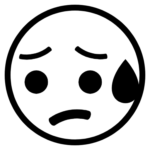 Sad But Relieved Face Emoji from EmojiTwo Black Set
