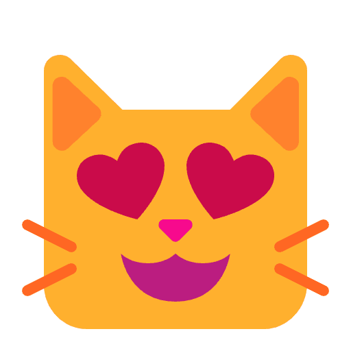 Smiling Cat With Heart Eyes Flat Emoji from Fluent Emoji Flat Set