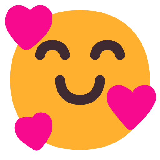 Smiling Face With Hearts Flat Emoji from Fluent Emoji Flat Set