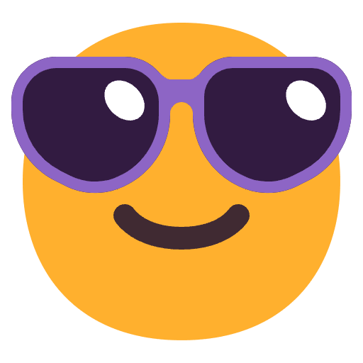 Smiling Face With Sunglasses Flat Emoji from Fluent Emoji Flat Set
