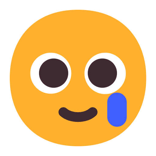 Smiling Face With Tear Flat Emoji from Fluent Emoji Flat Set