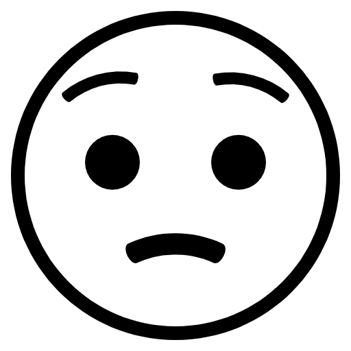 Worried Face Emoji from EmojiTwo Black Set