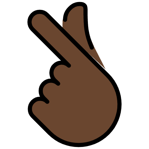 Hand With Index Finger And Thumb Crossed Dark Skin Tone Emoji from OpenMoji Emoji Set