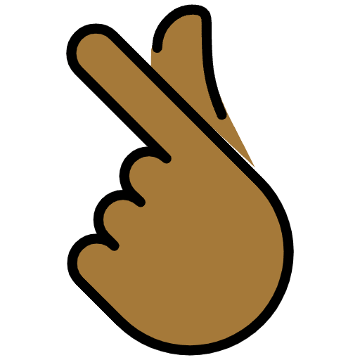 Hand With Index Finger And Thumb Crossed Medium Dark Skin Tone Emoji from OpenMoji Emoji Set