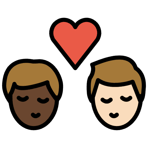Kiss Man Man Dark Skin Tone Light Skin Tone Emoji from OpenMoji Set