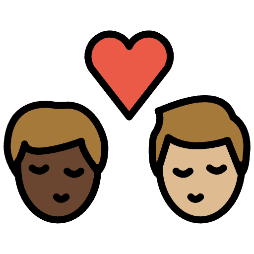 Kiss Man Man Dark Skin Tone Medium Light Skin Tone Emoji from OpenMoji Emoji Set