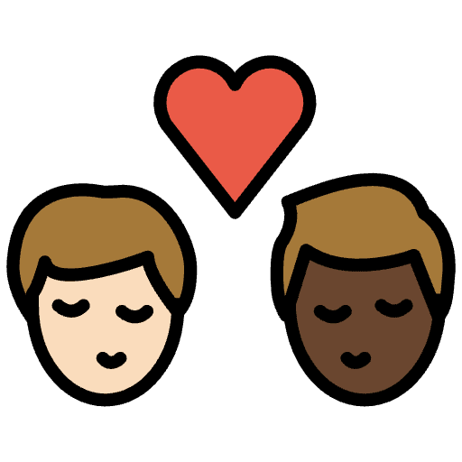 Kiss Man Man Light Skin Tone Dark Skin Tone Emoji from OpenMoji Set