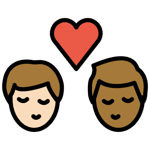 Kiss Man Man Light Skin Tone Medium Dark Skin Tone Emoji from OpenMoji Emoji Set