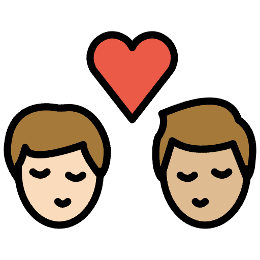 Kiss Man Man Light Skin Tone Medium Light Skin Tone Element from OpenMoji Emoji Set