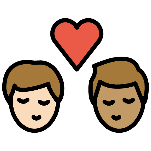Kiss Man Man Light Skin Tone Medium Skin Tone Emoji from OpenMoji Emoji Set