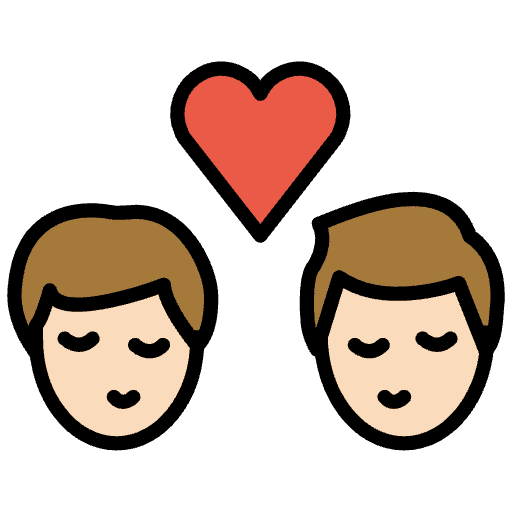 Kiss Man Man Light Skin Tone Emoji from OpenMoji Emoji Set