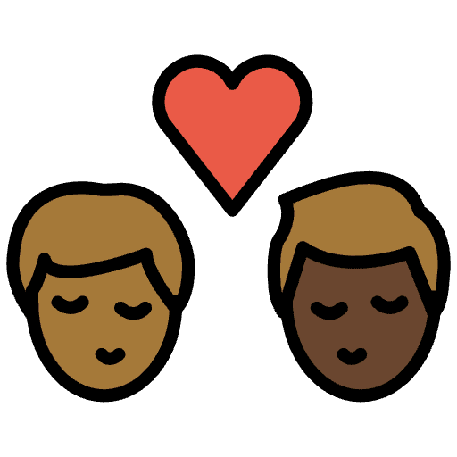 Kiss Man Man Medium Dark Skin Tone Dark Skin Tone Emoji from OpenMoji Emoji Set