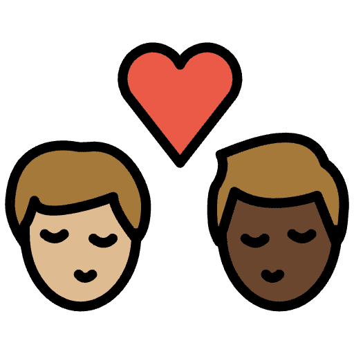 Kiss Man Man Medium Light Skin Tone Dark Skin Tone Emoji from OpenMoji Emoji Set