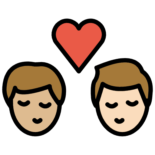 Kiss Man Man Medium Light Skin Tone Light Skin Tone Emoji from OpenMoji Emoji Set