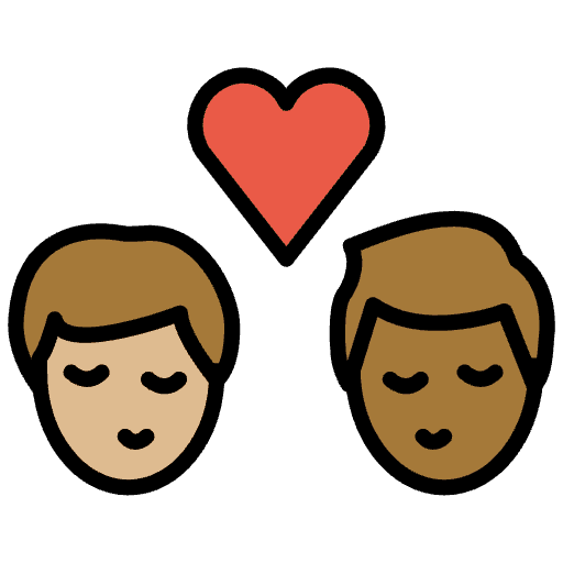 Kiss Man Man Medium Light Skin Tone Medium Dark Skin Tone Element from OpenMoji Emoji Set