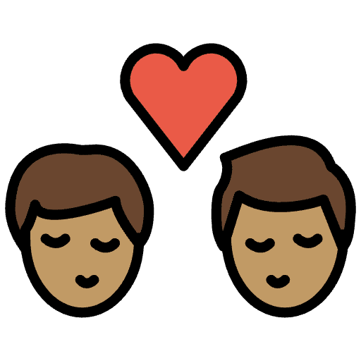Kiss Man Man Medium Skin Tone Emoji from OpenMoji Emoji Set