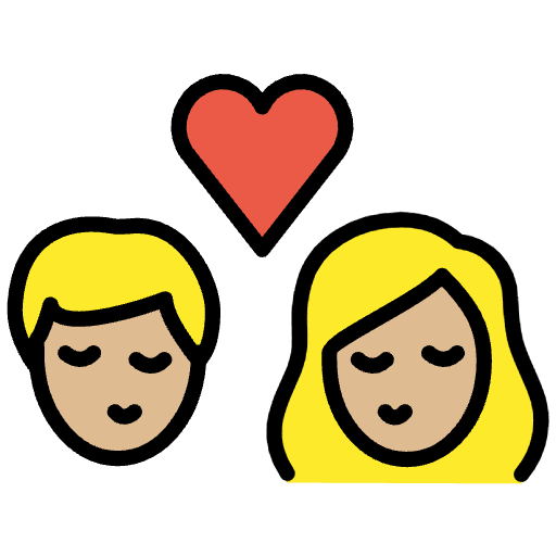 Kiss Medium Light Skin Tone Emoji from OpenMoji Emoji Set