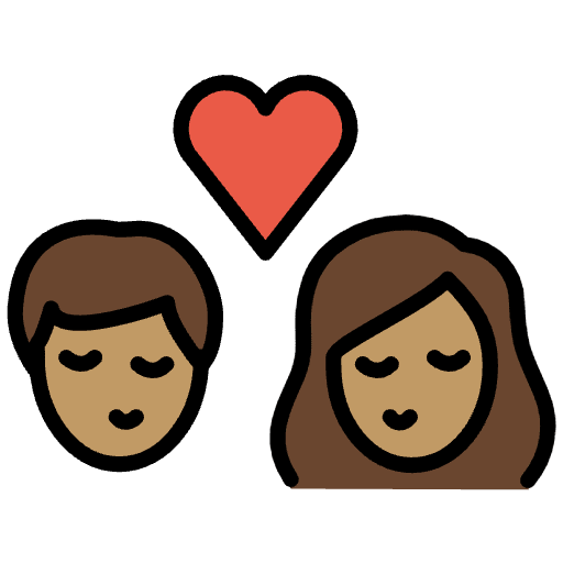 Kiss Medium Skin Tone Emoji from OpenMoji Emoji Set