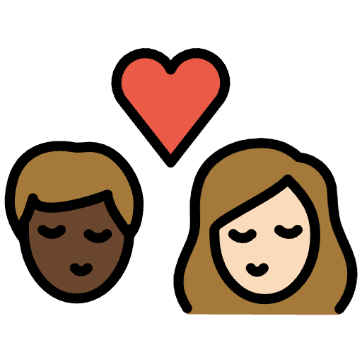 Kiss Person Person Dark Skin Tone Light Skin Tone Emoji from OpenMoji Set