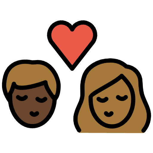 Kiss Person Person Dark Skin Tone Medium Dark Skin Tone Element from OpenMoji Emoji Set