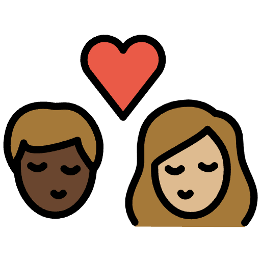 Kiss Person Person Dark Skin Tone Medium Light Skin Tone Emoji from OpenMoji Set