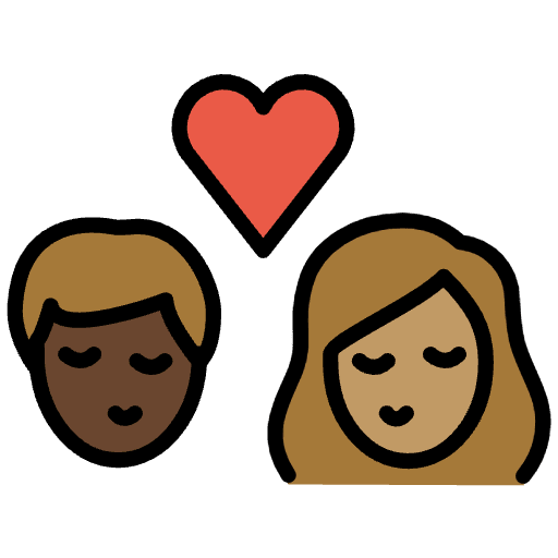 Kiss Person Person Dark Skin Tone Medium Skin Tone Emoji from OpenMoji Set