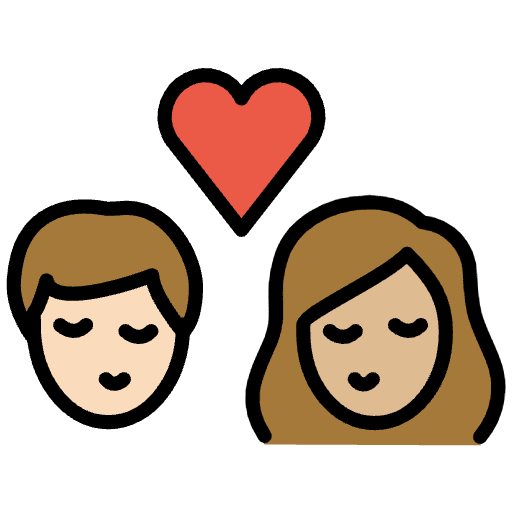Kiss Person Person Light Skin Tone Medium Light Skin Tone Emoji from OpenMoji Emoji Set