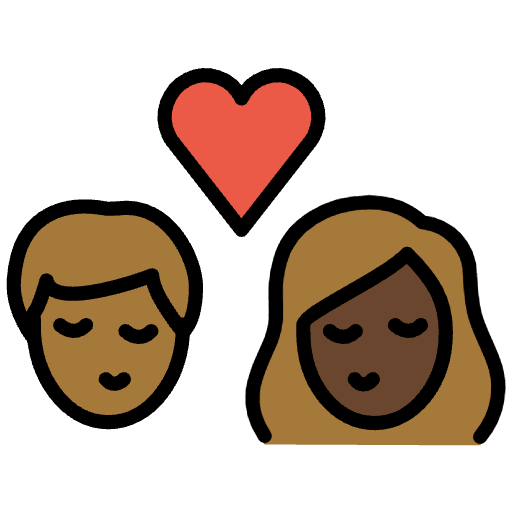 Kiss Person Person Medium Dark Skin Tone Dark Skin Tone Element from OpenMoji Emoji Set