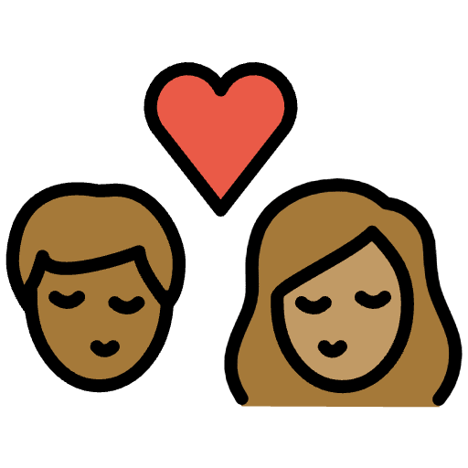 Kiss Person Person Medium Dark Skin Tone Medium Skin Tone Emoji from OpenMoji Set