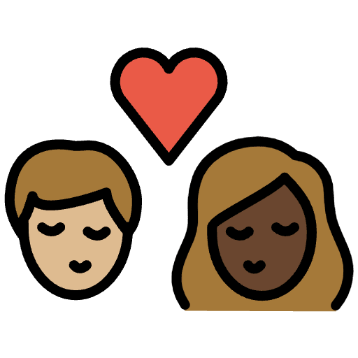 Kiss Person Person Medium Light Skin Tone Dark Skin Tone Element from OpenMoji Emoji Set