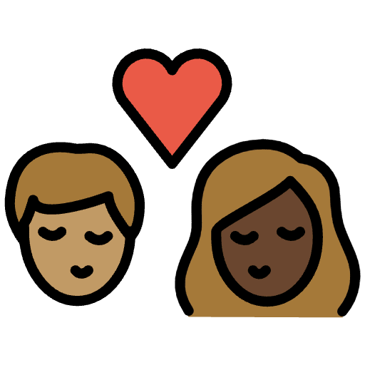 Kiss Person Person Medium Skin Tone Dark Skin Tone Emoji from OpenMoji Set