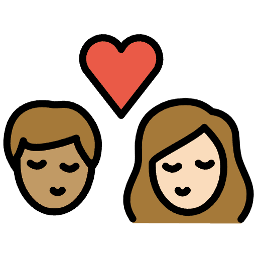 Kiss Person Person Medium Skin Tone Light Skin Tone Emoji from OpenMoji Set