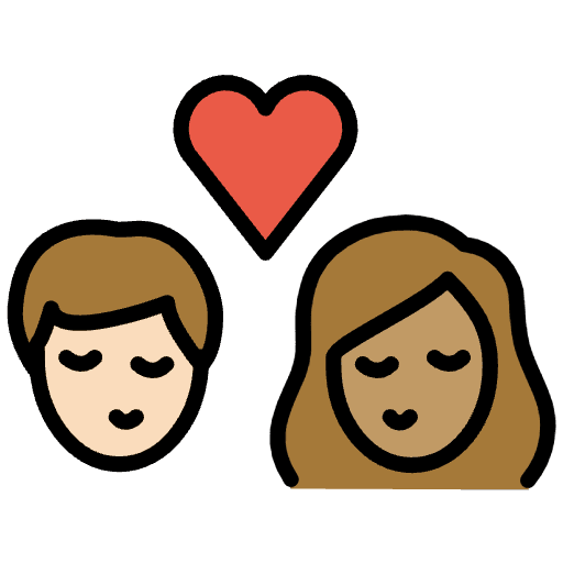 Kiss Woman Man Light Skin Tone Medium Skin Tone Element from OpenMoji Emoji Set