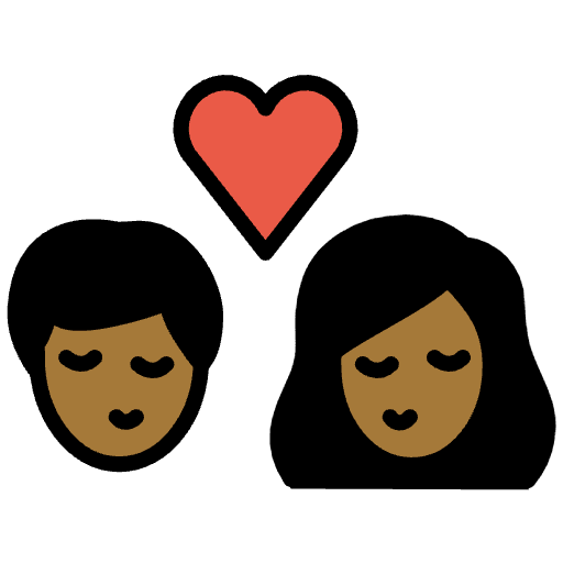 Kiss Woman Man Medium Dark Skin Tone Element from OpenMoji Emoji Set