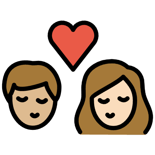Kiss Woman Man Medium Light Skin Tone Light Skin Tone Emoji from OpenMoji Emoji Set