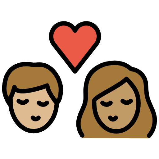 Kiss Woman Man Medium Light Skin Tone Medium Skin Tone Element from OpenMoji Emoji Set