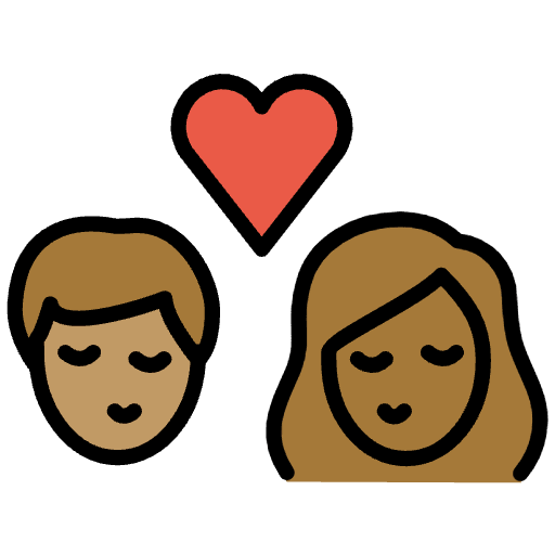 Kiss Woman Man Medium Skin Tone Medium Dark Skin Tone Emoji from OpenMoji Emoji Set